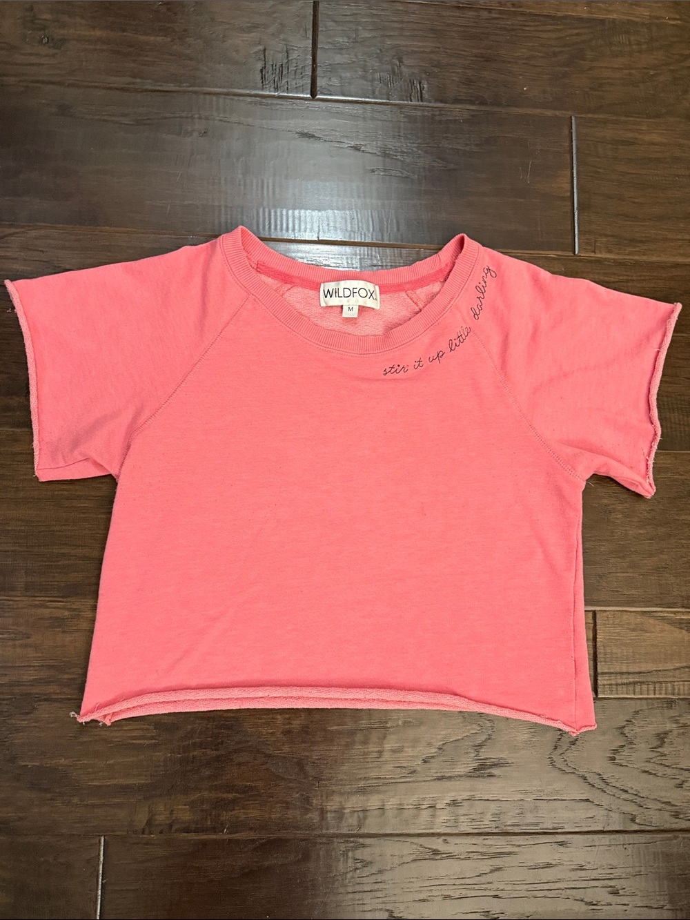 Wildfox Short Sleeve Crop Tee Pink Coral
